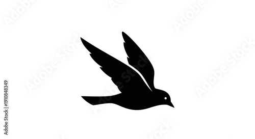 Silhouette of a Bird in Flight Against a White Background Freedom Nature and Hope Symbolism