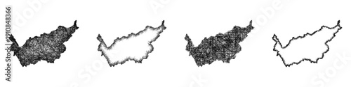 Sketch Valais outline map design set