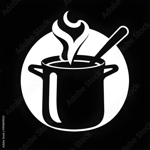 pot, cookingpot, cookware, kitchenware, utensil, silhouette, vector, illustration, icon, food, cooking, boiling, stew, soup, broth, meal, cuisine, culinary, chef, restaurant, cafe, home, domestic, met