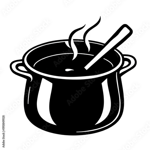 cookingpot, pot, cookware, kitchen, utensil, tool, silhouette, vector, illustration, icon, food, cooking, boil, simmer, stew, soup, meal, cuisine, culinary, chef, restaurant, home, domestic, metal, li