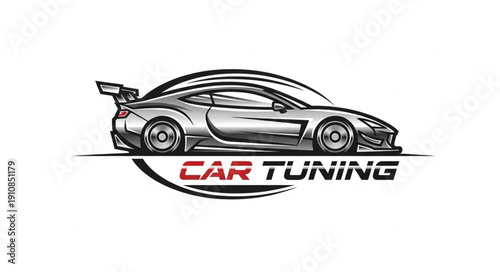 Sporty Car Tuning Logo Design.