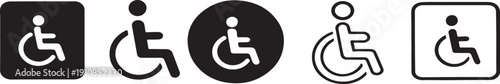 Wheelchair Icon Set with Accessible Disability Symbols Outline Vector
