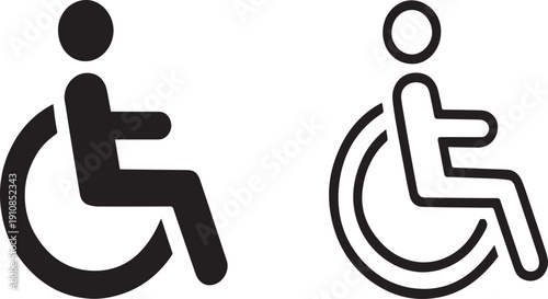 Wheelchair Icon Set with Accessible Disability Symbols Outline Vector