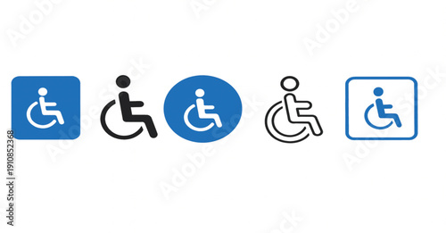 Wheelchair icon set. Handicapped, accessible, impairment, mobility, handicap. Disabled symbol on white background - stock vector.