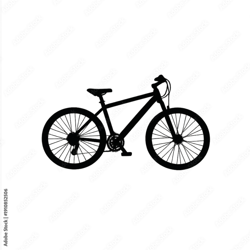 Obraz premium Professional Mountain Bike Silhouette Vector Art – Isolated Black Cycling Symbol for Transport, Outdoor Sport, Fitness Logos, and Minimalist Design Projects.