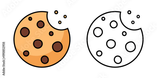 Сookie icons with bites.Different cookies icon set. Cookies with crumbs black set icon.