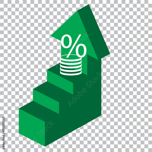 Percent arrow up and down icon. Isolated percentage increase and decrease symbols.