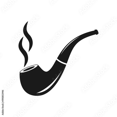 Tobacco smoking pipe silhouette icon for vintage logo label design