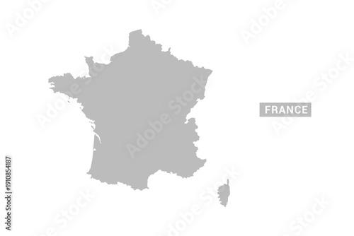 France map - Minimal Flat Vector Illustration in Black and Gray, Isolated on White Background, Ideal for Infographics, Educational Use, Reports, and Presentations.
