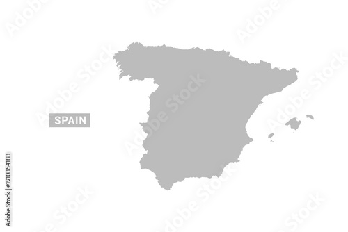 Spain map - Minimal Flat Vector Illustration in Black and Gray, Isolated on White Background, Ideal for Infographics, Educational Use, Reports, and Presentations.