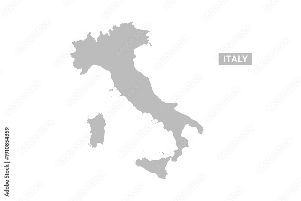Obraz premium Italy map - Minimal Flat Vector Illustration in Black and Gray, Isolated on White Background, Ideal for Infographics, Educational Use, Reports, and Presentations.