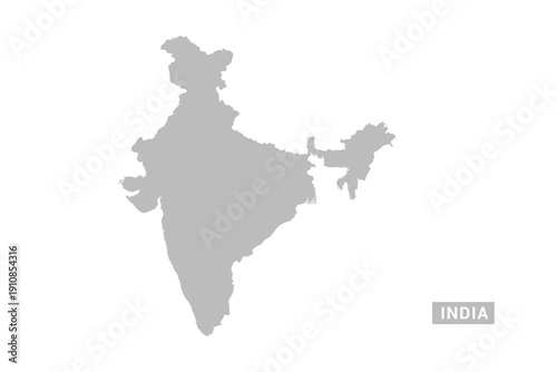 India map - Minimal Flat Vector Illustration in Black and Gray, Isolated on White Background, Ideal for Infographics, Educational Use, Reports, and Presentations.