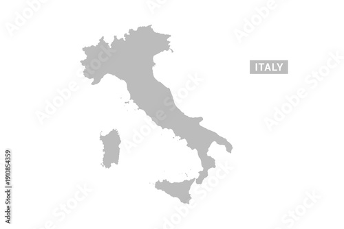 Italy map - Minimal Flat Vector Illustration in Black and Gray, Isolated on White Background, Ideal for Infographics, Educational Use, Reports, and Presentations.
