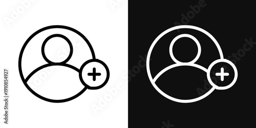 Add a new user icons set in black and white thin line stroke