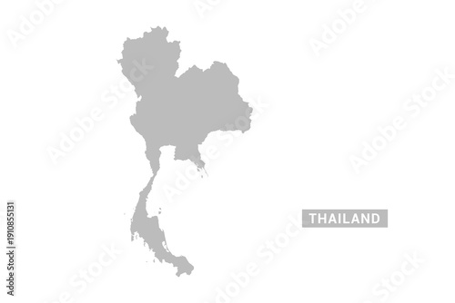 Thailand map - Minimal Flat Vector Illustration in Black and Gray, Isolated on White Background, Ideal for Infographics, Educational Use, Reports, and Presentations.