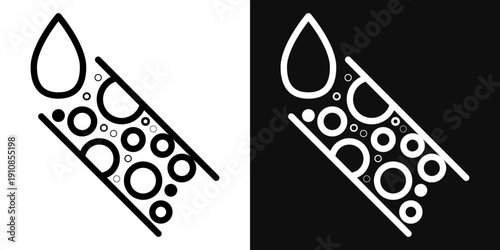 Blood flow icons set in black and white thin line stroke