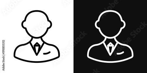 Businessman icons set in black and white thin line stroke