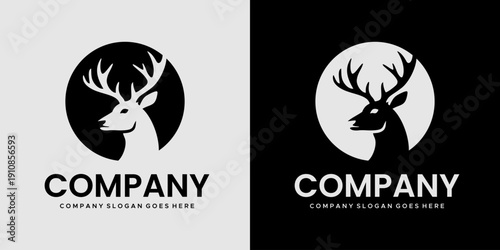 deer head animal vector logo silhouette in circle