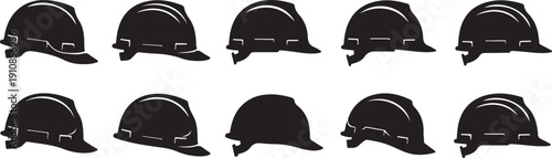 Set of 10 black car towing mirrors vector illustration flat design isolated on white background scalable graphic