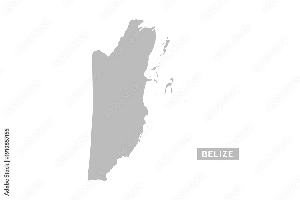 Fototapeta premium Belize map - Minimal Flat Vector Illustration in Black and Gray, Isolated on White Background, Ideal for Infographics, Educational Use, Reports, and Presentations.