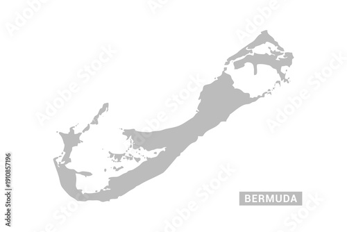 Bermuda map - Minimal Flat Vector Illustration in Black and Gray, Isolated on White Background, Ideal for Infographics, Educational Use, Reports, and Presentations.