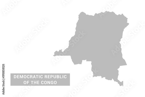 Democratic Republic of the Congo map - Minimal Flat Vector Illustration in Black and Gray, Isolated on White Background, Ideal for Infographics, Educational Use, Reports, and Presentations.