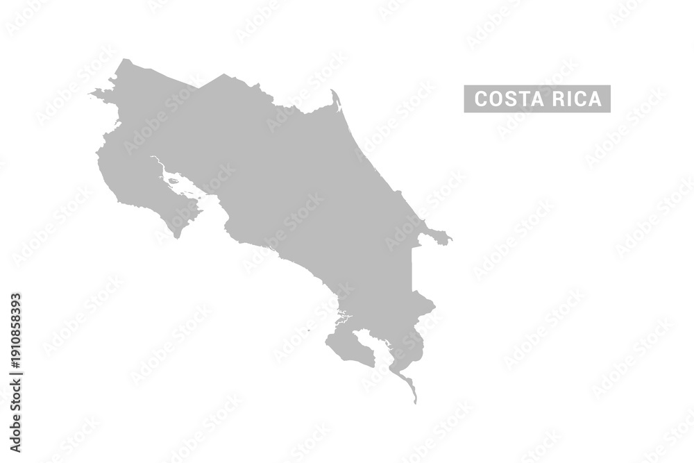 Fototapeta premium Costa Rica map - Minimal Flat Vector Illustration in Black and Gray, Isolated on White Background, Ideal for Infographics, Educational Use, Reports, and Presentations.
