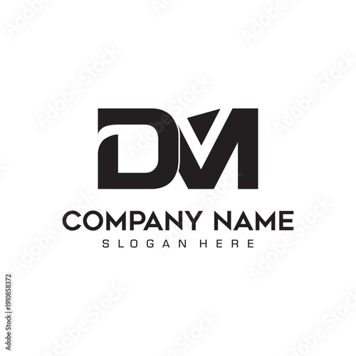DM Monogram Logo Concept with Company Name and Slogan Placeholder