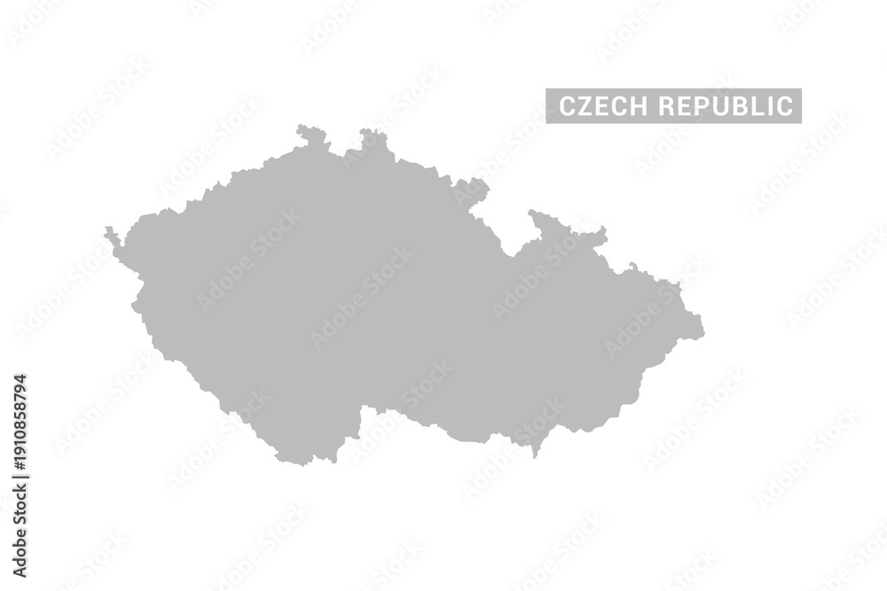 Obraz premium czech republic map - Minimal Flat Vector Illustration in Black and Gray, Isolated on White Background, Ideal for Infographics, Educational Use, Reports, and Presentations.