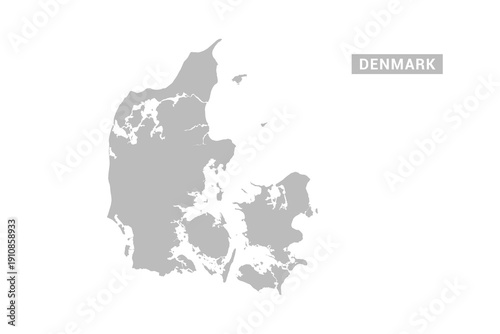 Denmark map - Minimal Flat Vector Illustration in Black and Gray, Isolated on White Background, Ideal for Infographics, Educational Use, Reports, and Presentations.