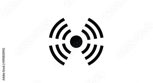 Black wifi symbol on a white background representing wireless connectivity