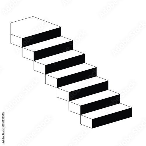 Optical illusion of a staircase with alternating black and white steps