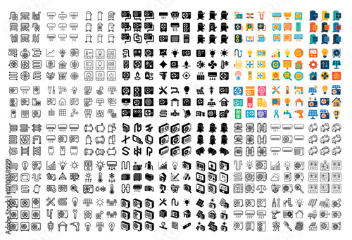 Diverse icon collection: mono to color