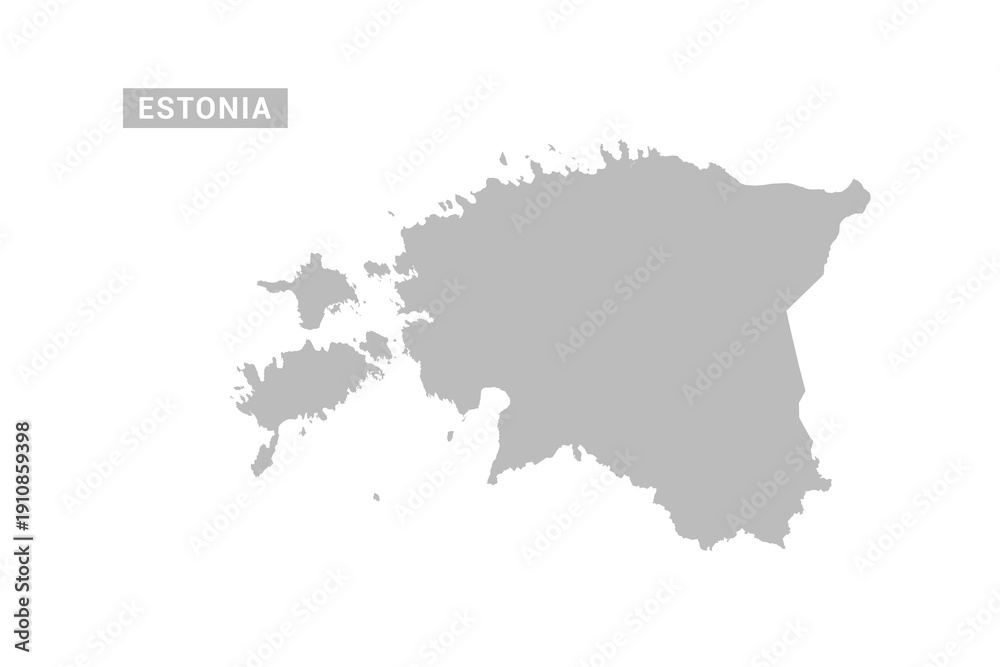 Obraz premium Estonia map - Minimal Flat Vector Illustration in Black and Gray, Isolated on White Background, Ideal for Infographics, Educational Use, Reports, and Presentations.