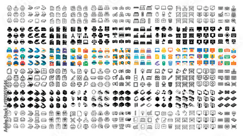 Diverse electronics and devices icon set