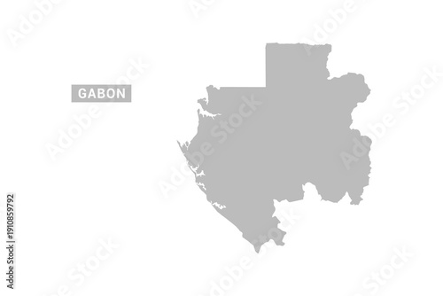Gabon map - Minimal Flat Vector Illustration in Black and Gray, Isolated on White Background, Ideal for Infographics, Educational Use, Reports, and Presentations.