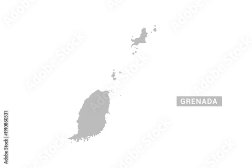 Grenada map - Minimal Flat Vector Illustration in Black and Gray, Isolated on White Background, Ideal for Infographics, Educational Use, Reports, and Presentations.