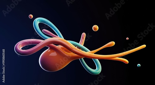 Abstract conceptual image depicting the fluid and unstable nature of time, rendered with vibrant colors and dynamic, elongated forms ,flowing ,liquid ,dimension