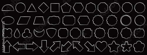 高級感のある図形のメタルフレームセット　シルバー