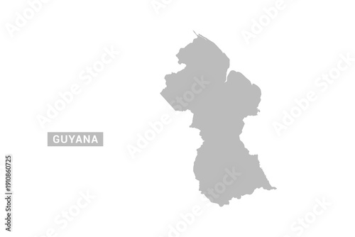 Guyana map - Minimal Flat Vector Illustration in Black and Gray, Isolated on White Background, Ideal for Infographics, Educational Use, Reports, and Presentations.