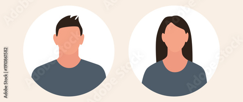 Vector flat illustration. Avatar, user profile, face icon, profile picture. Suitable for social media profiles, icons, splash screens and as a template.