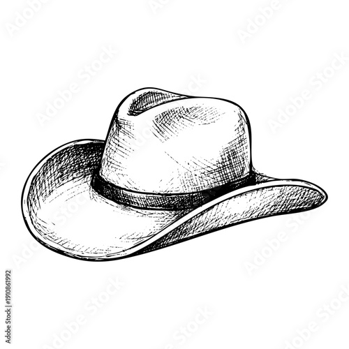Cowboy hat sketch illustration isolated on transparent background