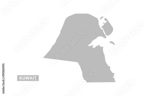 Kuwait map - Minimal Flat Vector Illustration in Black and Gray, Isolated on White Background, Ideal for Infographics, Educational Use, Reports, and Presentations.