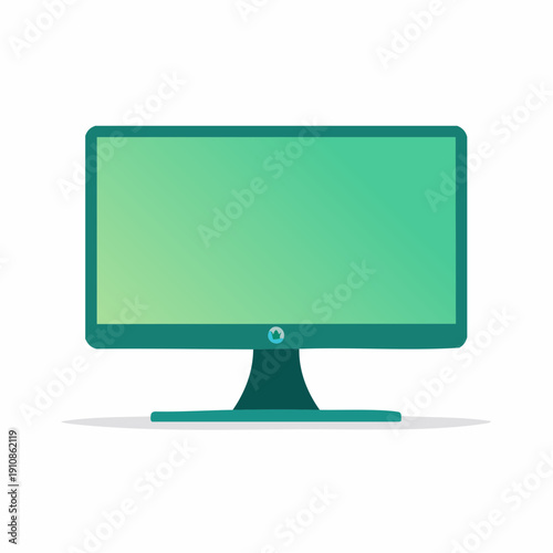 Green computer monitor illustration with a minimalist style. Graphic design concept for a screen.