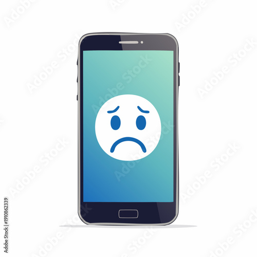 Smartphone Displaying Sad Emoji