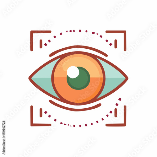 Eye scan digital identification and authentication concept illustration