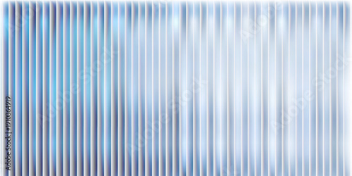 Vector ribbed glass texture background. Blue white grey green ribbed glass. Mesh gradient. acrylic ribbed bath surface. Reeded glass background semitransparent overlay. Bath wall window
