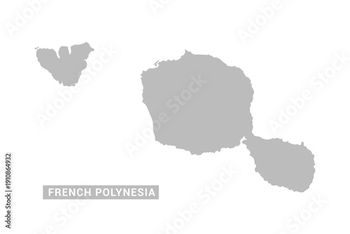 French Polynesia map - Minimal Flat Vector Illustration in Black and Gray, Isolated on White Background, Ideal for Infographics, Educational Use, Reports, and Presentations.