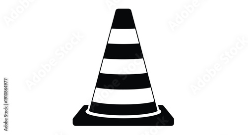 A simple black and white illustration of a traffic safety cone