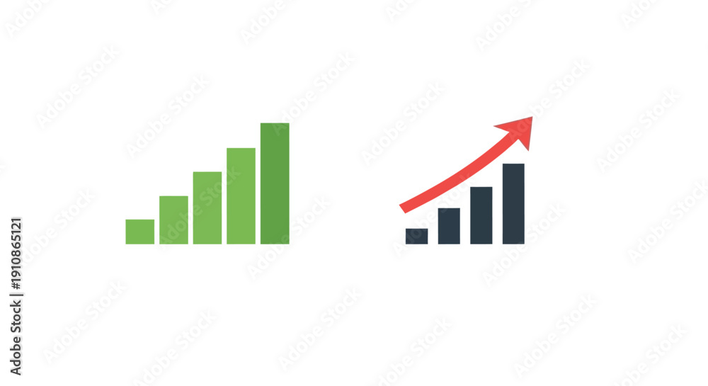 Fototapeta premium Growth and financial success visualized with arrows charts and money icons